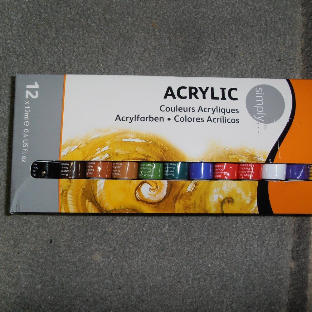 Daler Rowney Simply Acrylic Paint Set~12, 12 ml Tubes~ SEE DESCRIPTION~